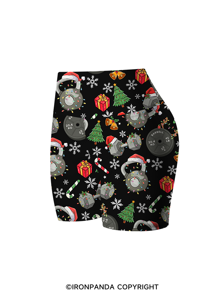 Christmas Fitness Printed Yoga Cycling Shorts