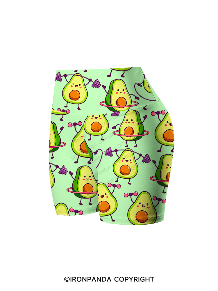 AVOCADO FITNESS PARTY Printed Yoga Cycling Shorts