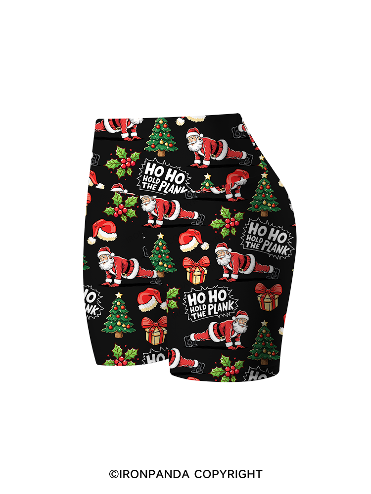 Ho Ho Hold the Plank Printed Yoga Cycling Shorts