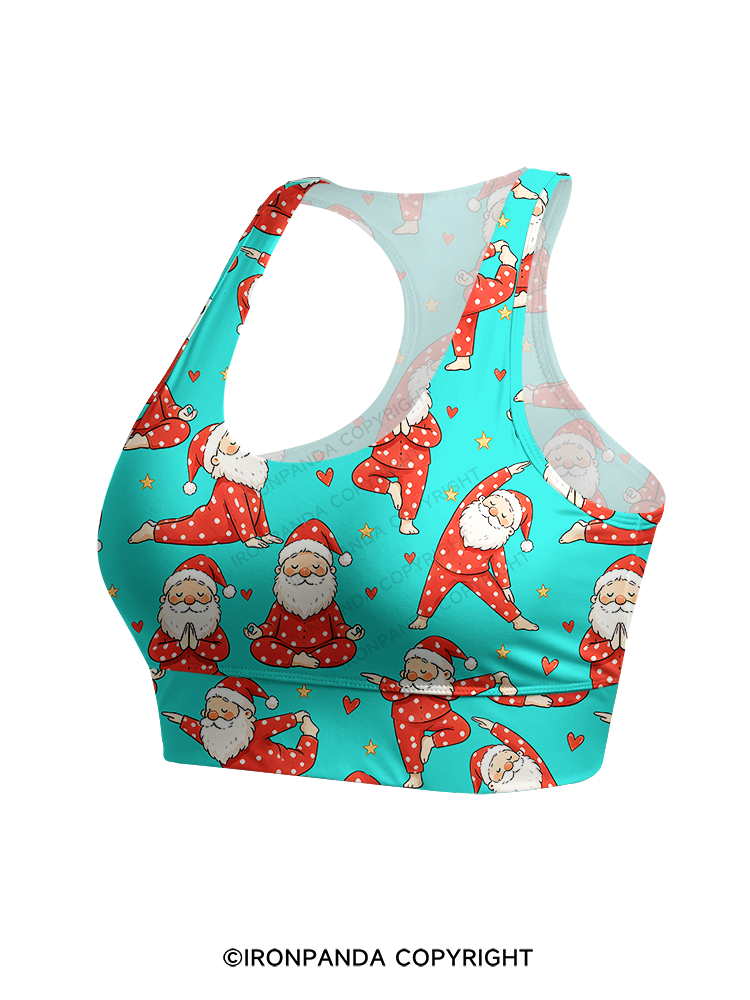 Funny Santa Yoga Racerback Sports Bra