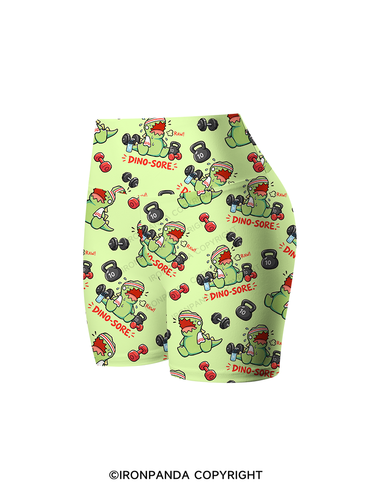 DINO-SORE GYM Printed Yoga Cycling Shorts