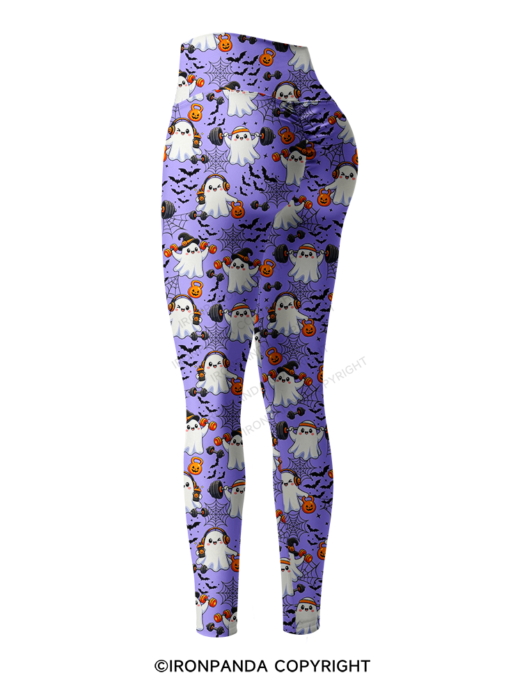 GHOST GYM OF PUMPKINS AND BARBELLS Printed Yoga Pants