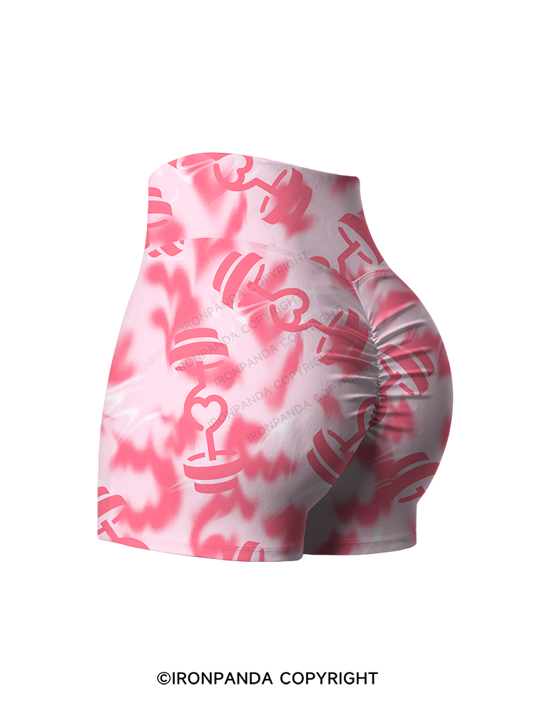 Pink Love Gym Printed Yoga Shorts