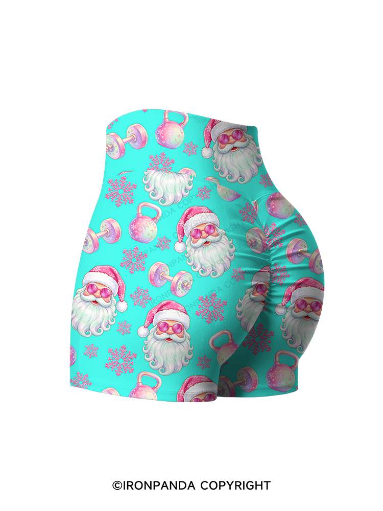 MACARON FITNESS SANTA CLAUS Yoga Printed Yoga Shorts