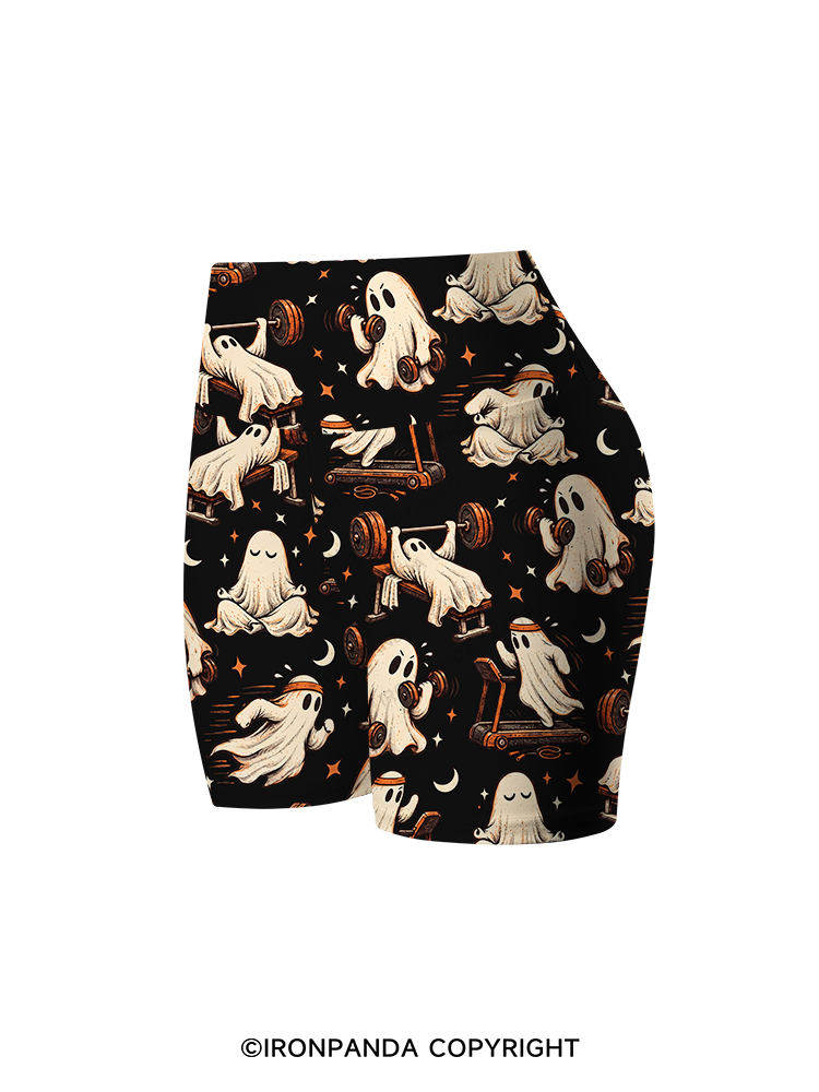 Funny Ghost Weightlifting Fitness Printed Yoga Cycling Shorts