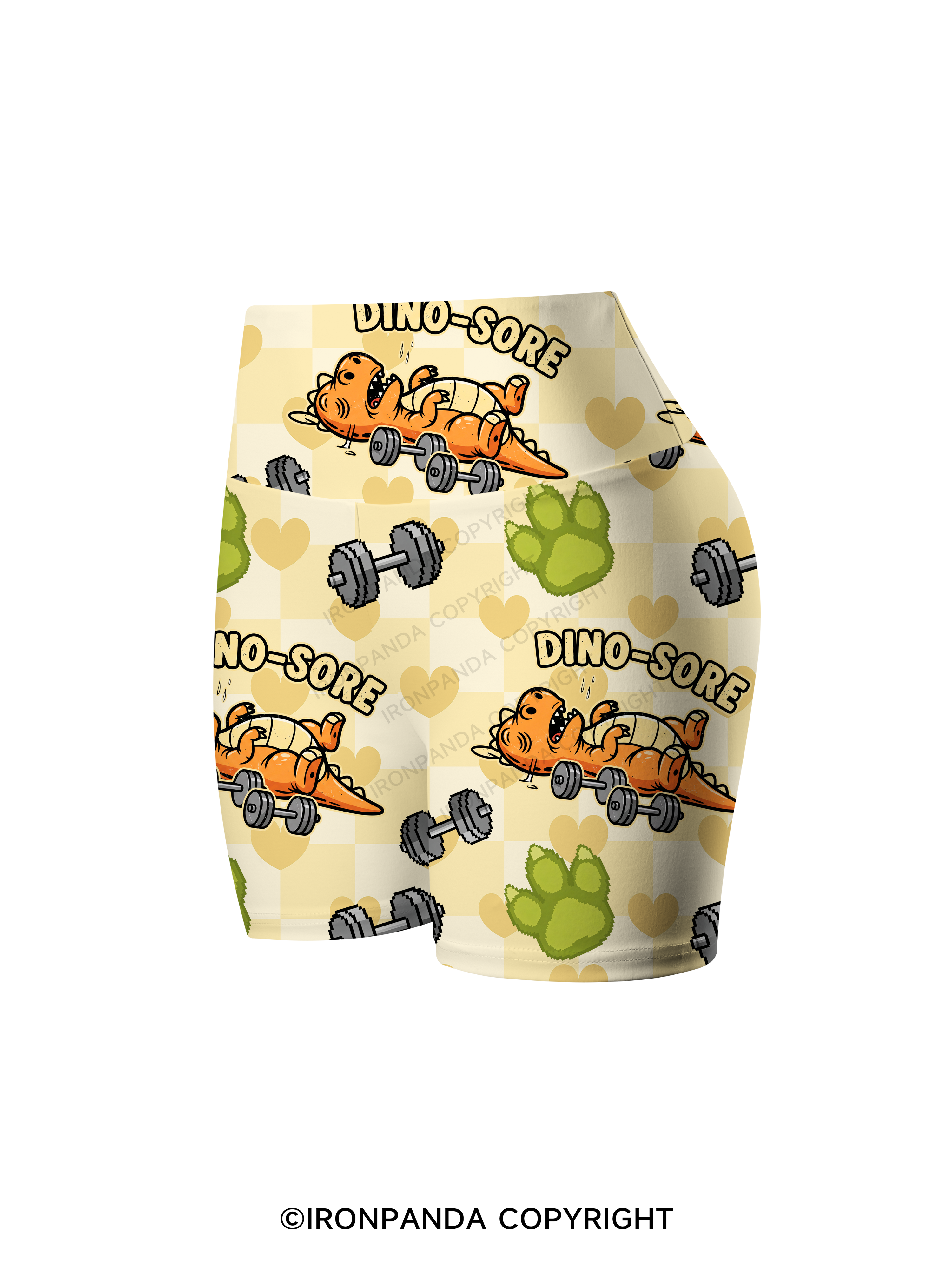 Dino-Sore Lifter Workout Printed Yoga Cycling Shorts
