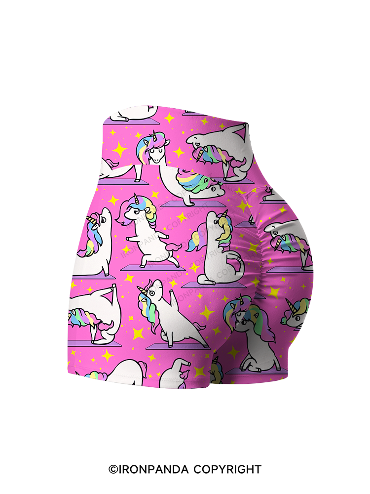 MAGICAL UNICORN STRETCH CLASS Printed Yoga Shorts