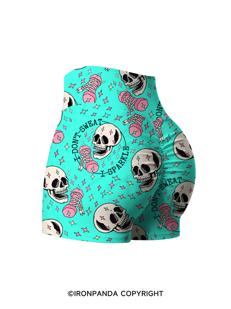 I DON’T SWEAT I SPARKLE Printed Yoga Shorts