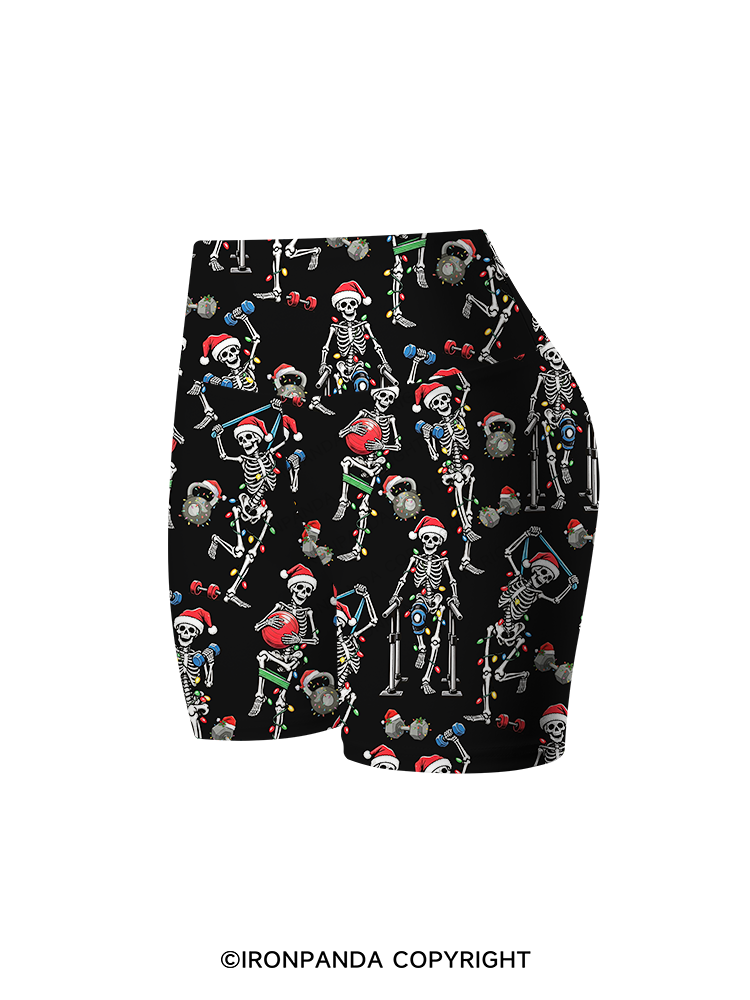 Funny Skeleton Printed Yoga Cycling Shorts