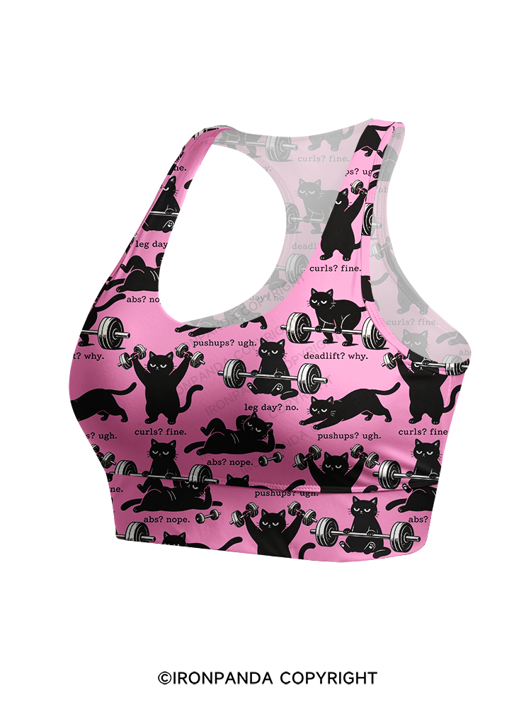 Funny Gym Cat Yoga Racerback Sports Bra
