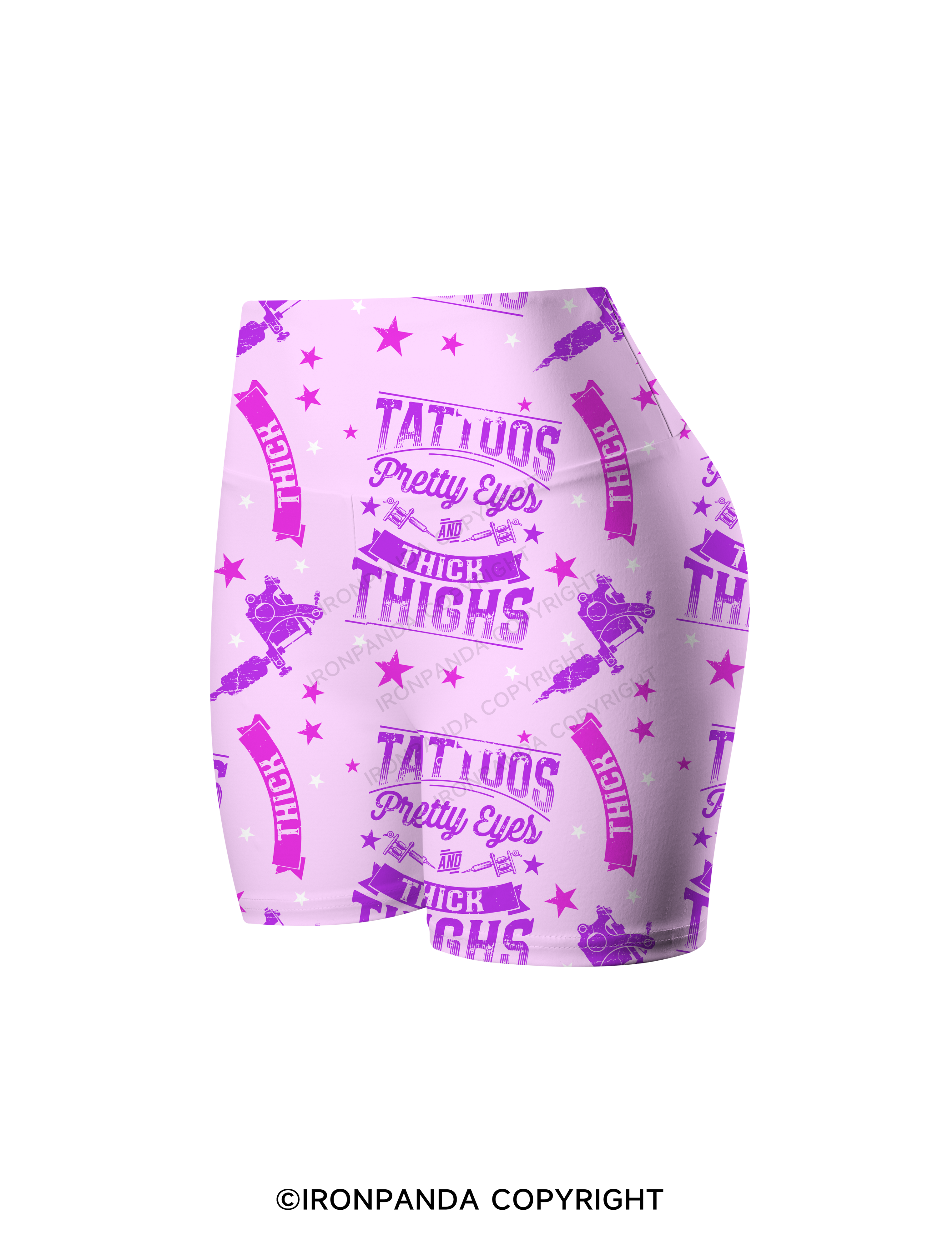 TATTOOS PRETTY EYES AND THICK THIGHS WORKOUT Printed Yoga Cycling Shorts
