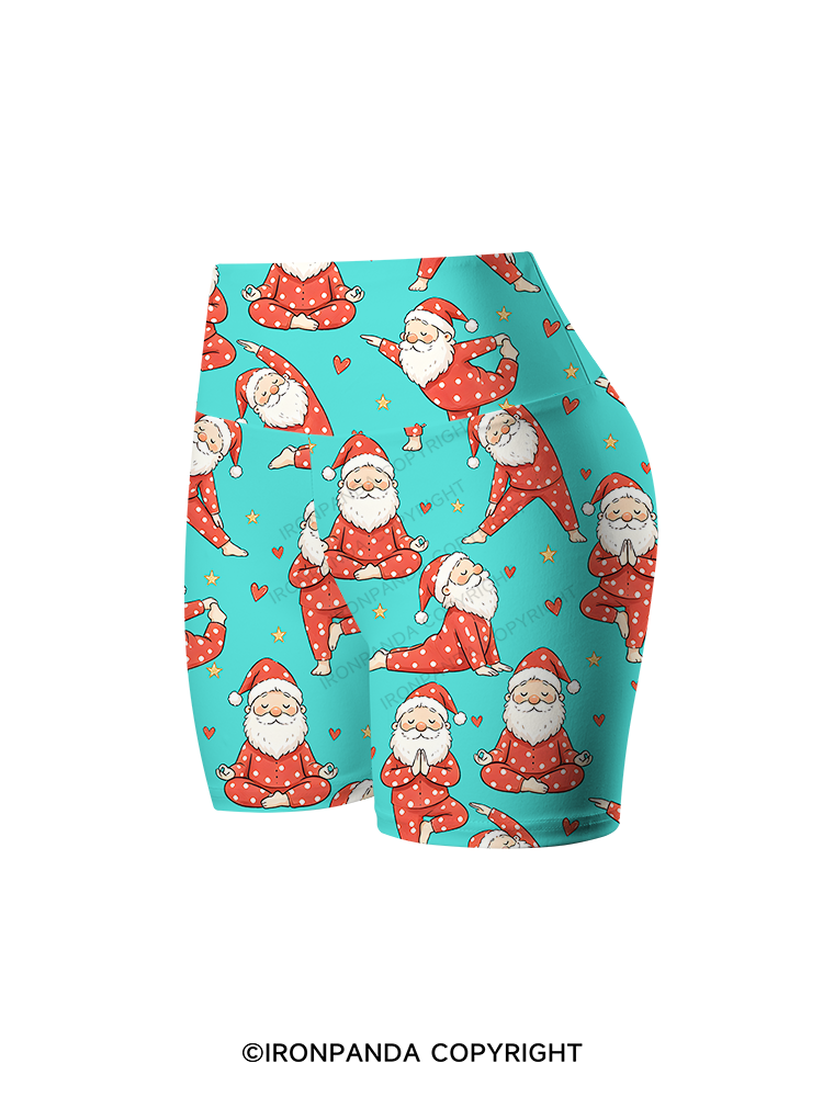 Funny Santa Yoga Printed Yoga Cycling Shorts