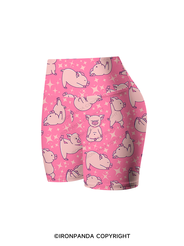 YOGA PIGS Printed Yoga Cycling Shorts