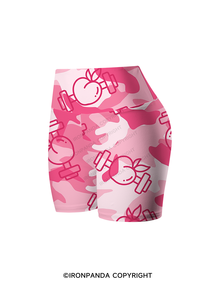 Pink Peach Printed Yoga Cycling Shorts