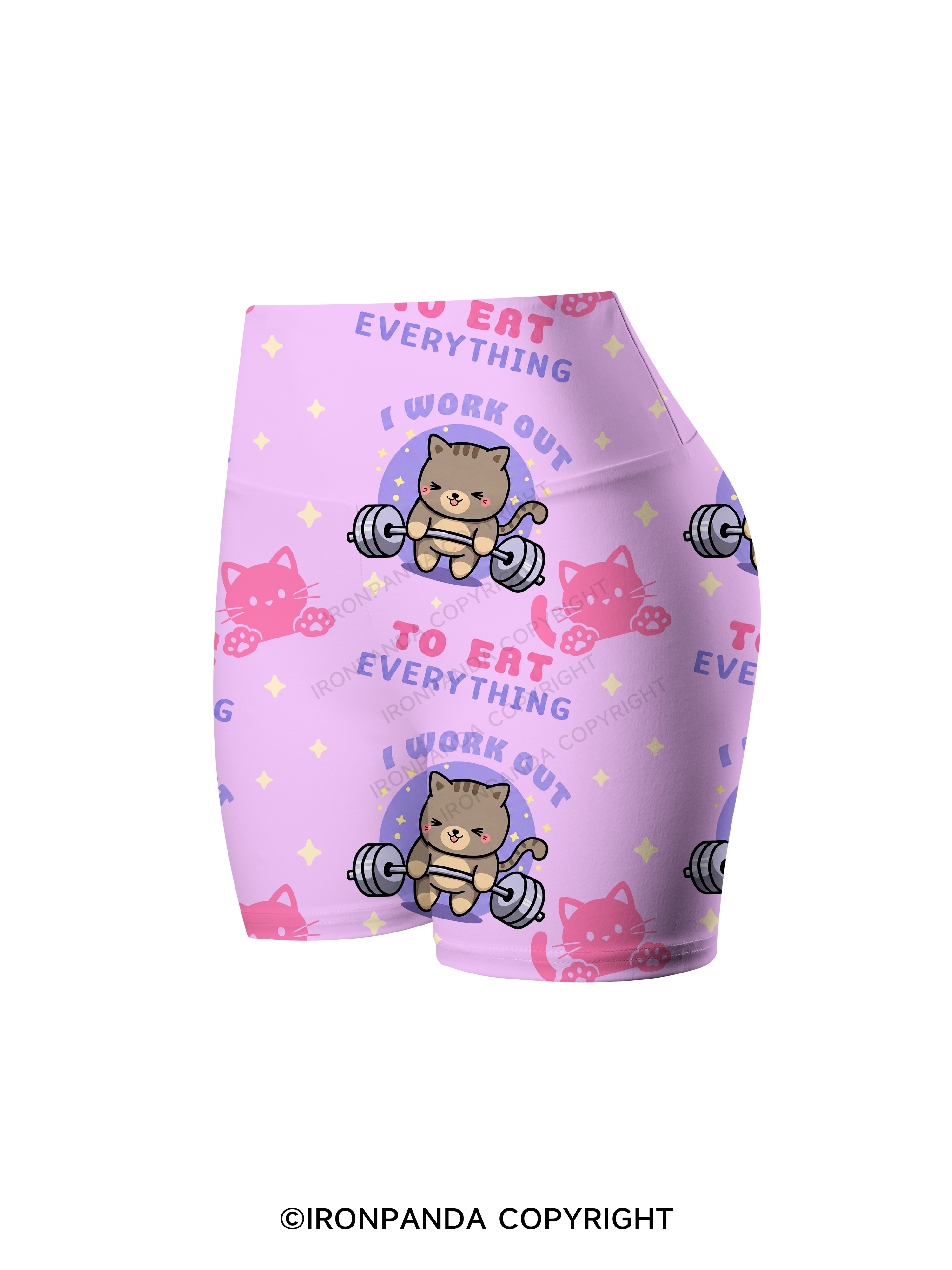 I WORK OUT TO EAT EVERYTHING Printed Yoga Cycling Shorts