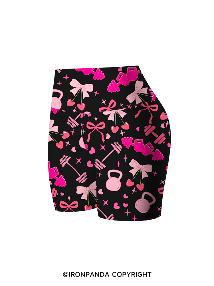 PINK POWER SWEETHEART Printed Yoga Cycling Shorts