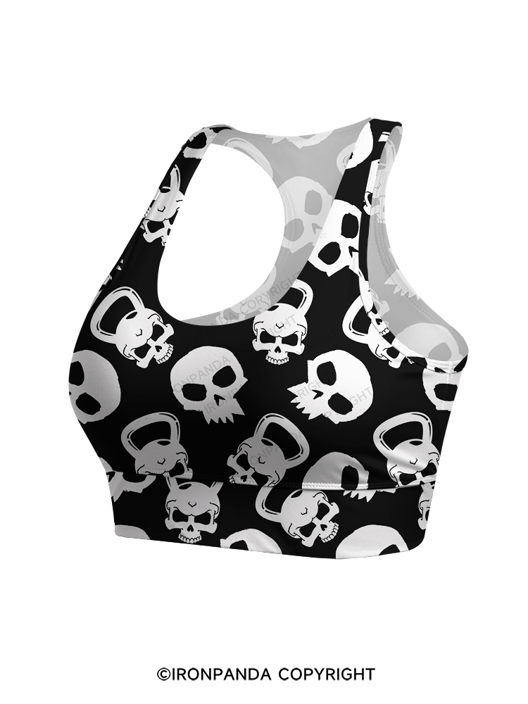 KETTLEBELL SKULL FITNESS Yoga Racerback Sports Bra