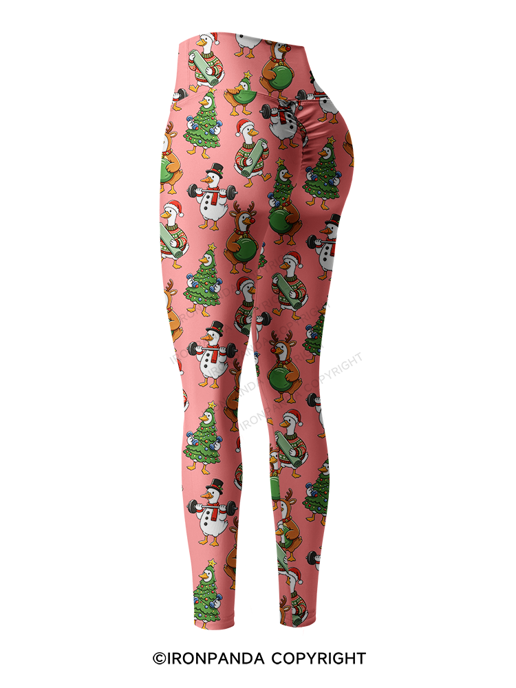 Weightlifting Goose Christmas Printed Yoga Pants