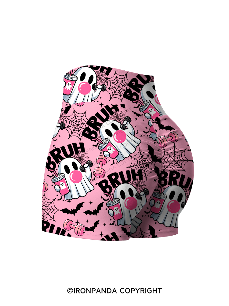 Bruh Ghost Workout Printed Yoga Shorts