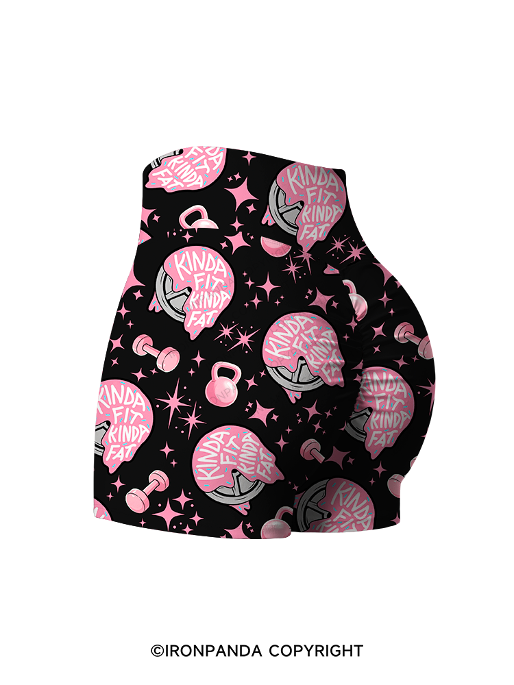 KINDA FIT KINDA FAT DONUT PLATE Printed Yoga Shorts