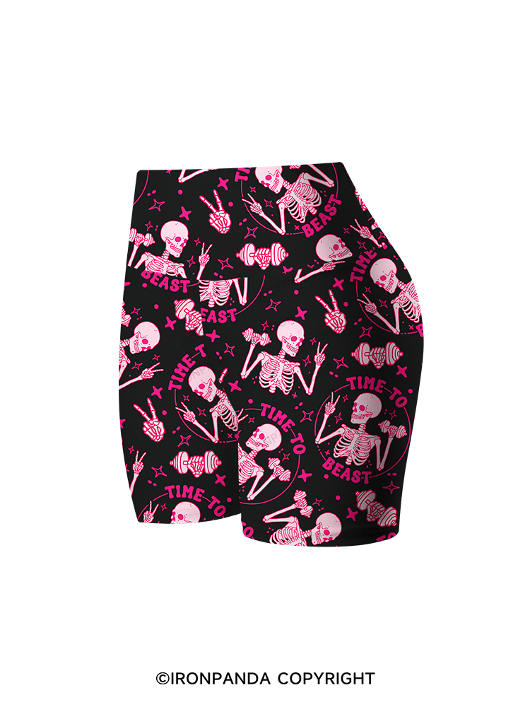 TIME TO BEAST Printed Yoga Cycling Shorts