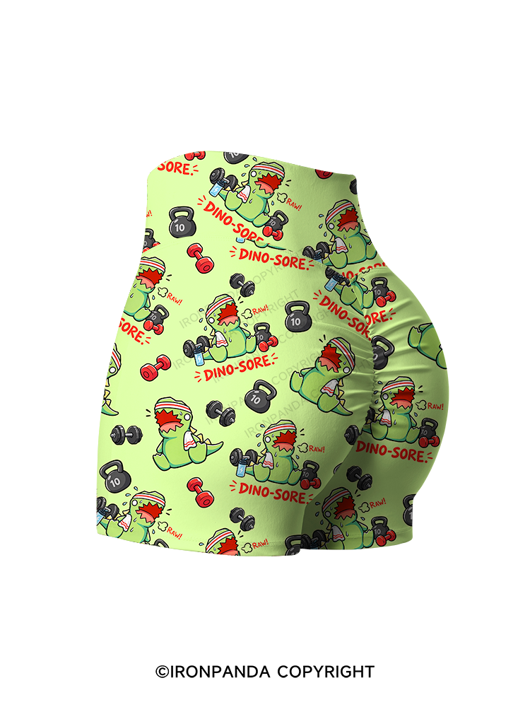 DINO-SORE GYM Printed Yoga Shorts
