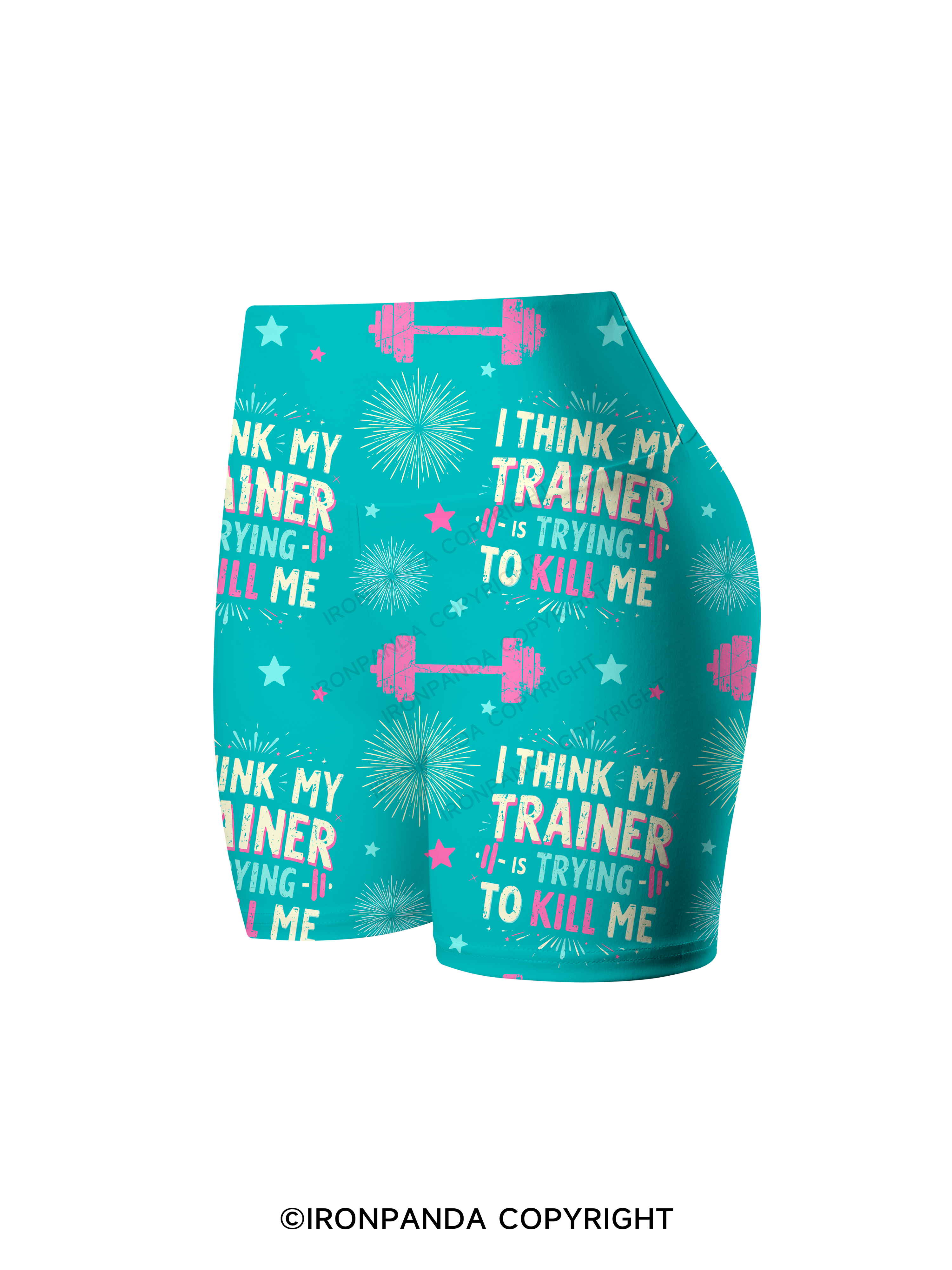 I THINK MY TRAINER IS TRYING TO KILL ME GYM Printed Yoga Cycling Shorts