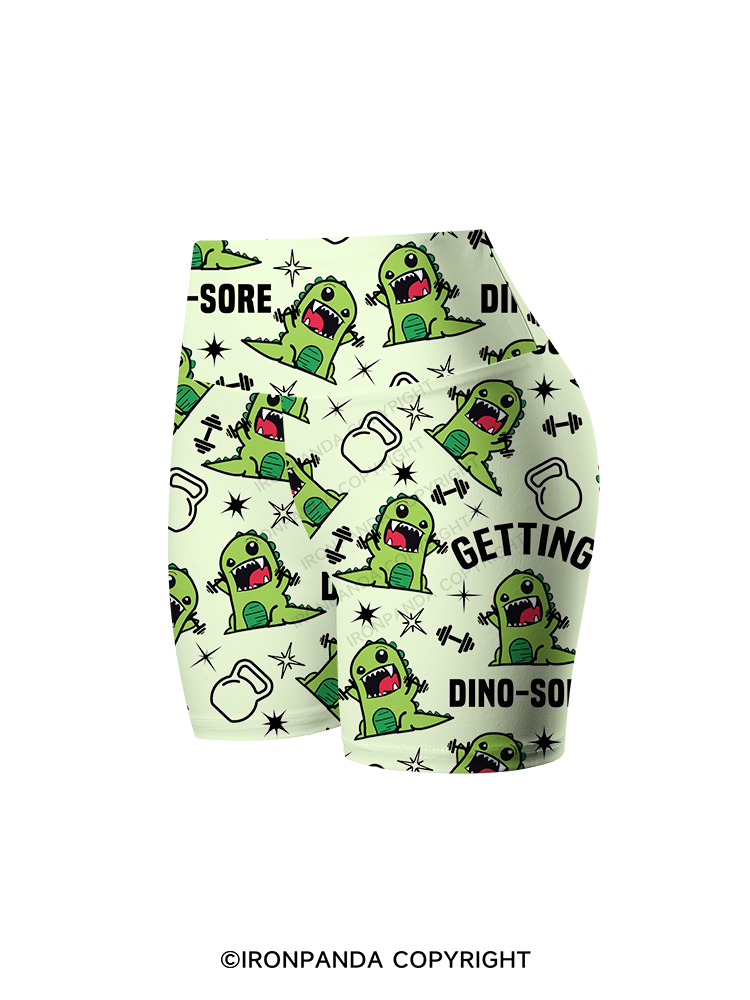 Getting Dino-Sore Printed Yoga Cycling Shorts