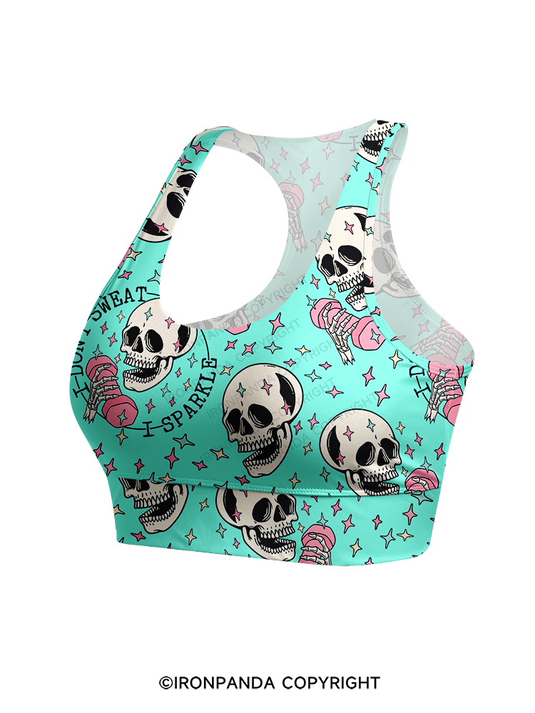 I DON'T SWEAT I SPARKLE Racerback Sports Bra