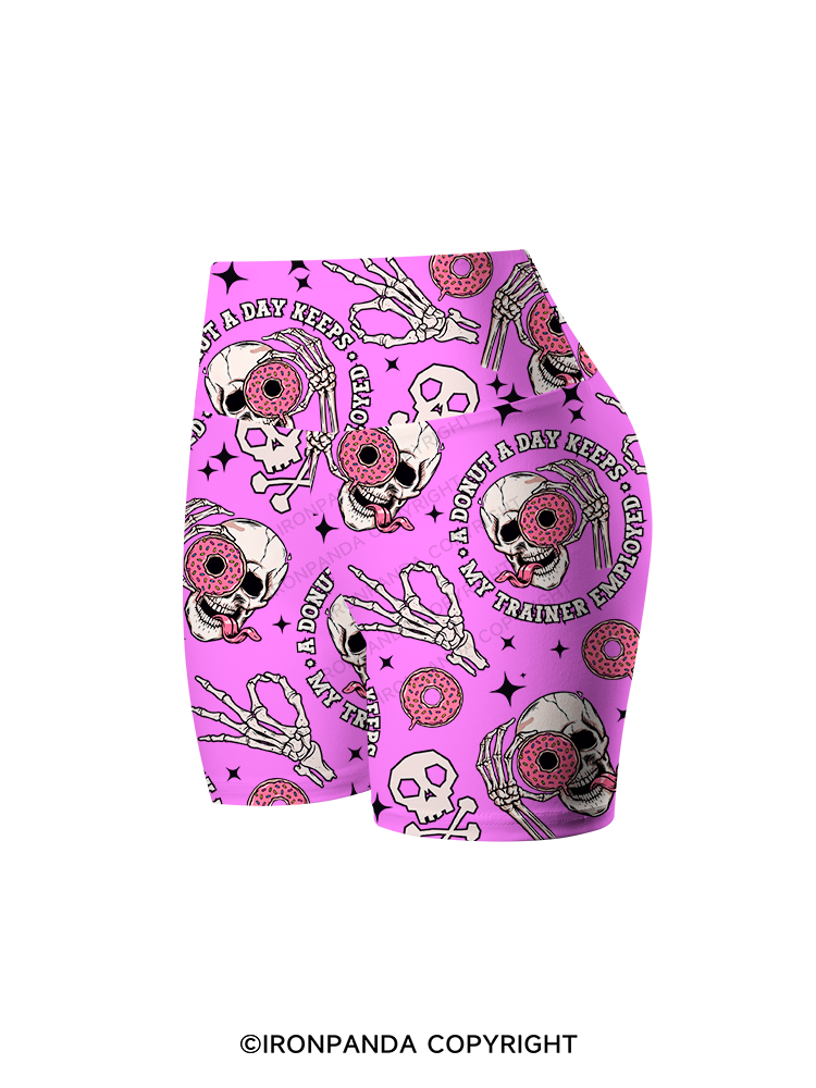 A Donut A Day Keeps My Trainer Employed Printed Yoga Cycling Shorts