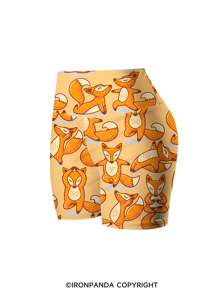 YOGA FOXES IN THE WARM MORNING SUN Printed Yoga Cycling Shorts