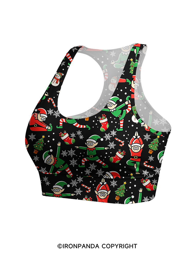 Funny Christmas Elf Racerback Sports Bra