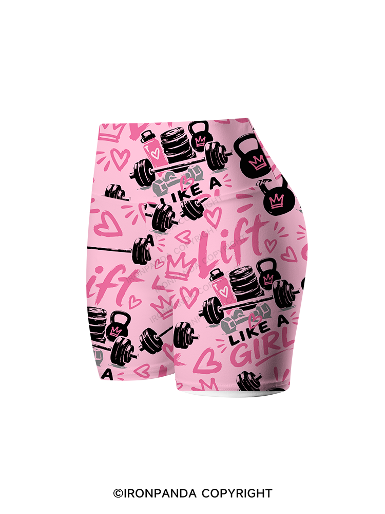 Lift Like a Girl Printed Yoga Cycling Shorts