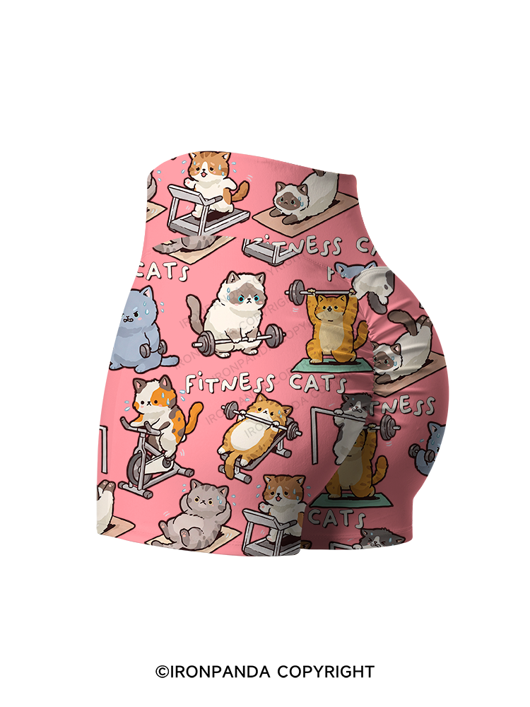 FITNESS Cat Printed Yoga Shorts