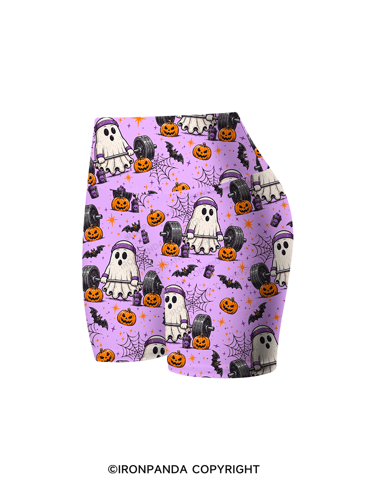 Creep It Lifting Ghost Printed Yoga Cycling Shorts