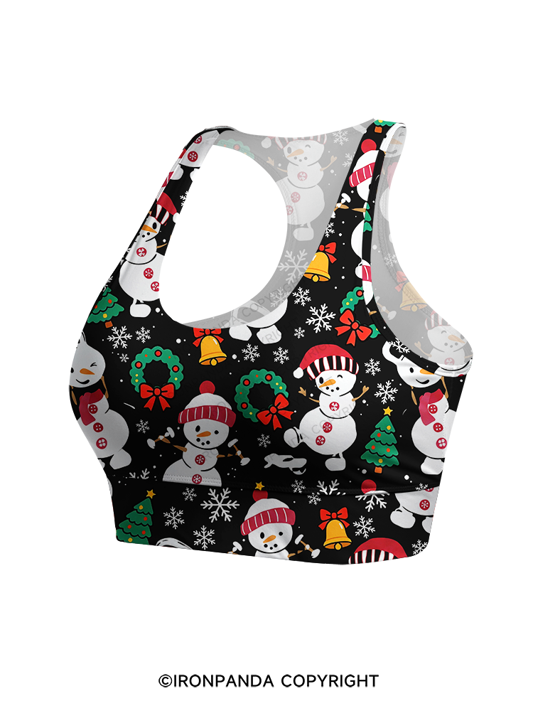 Sweatin with my Snowmies Racerback Sports Bra