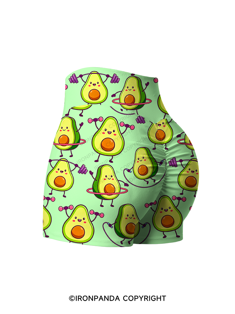 AVOCADO FITNESS PARTY Printed Yoga Shorts