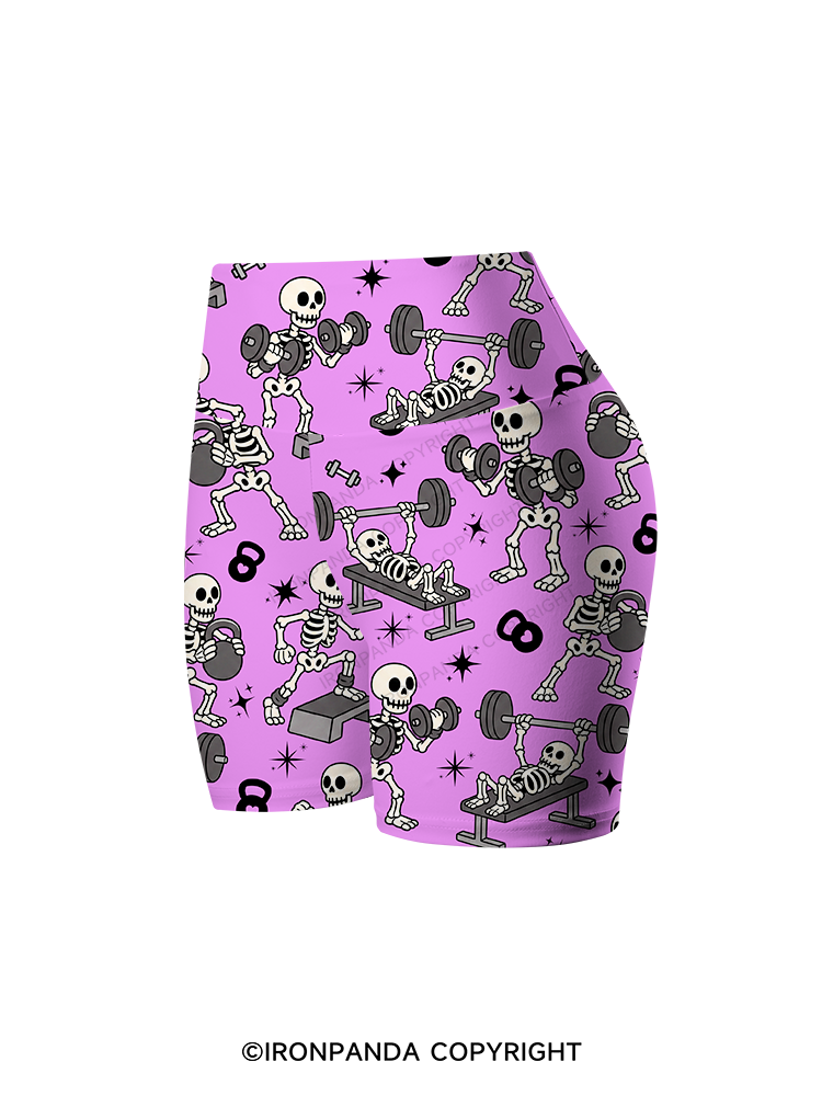 Skeleton Gym Workout Printed Yoga Cycling Shorts
