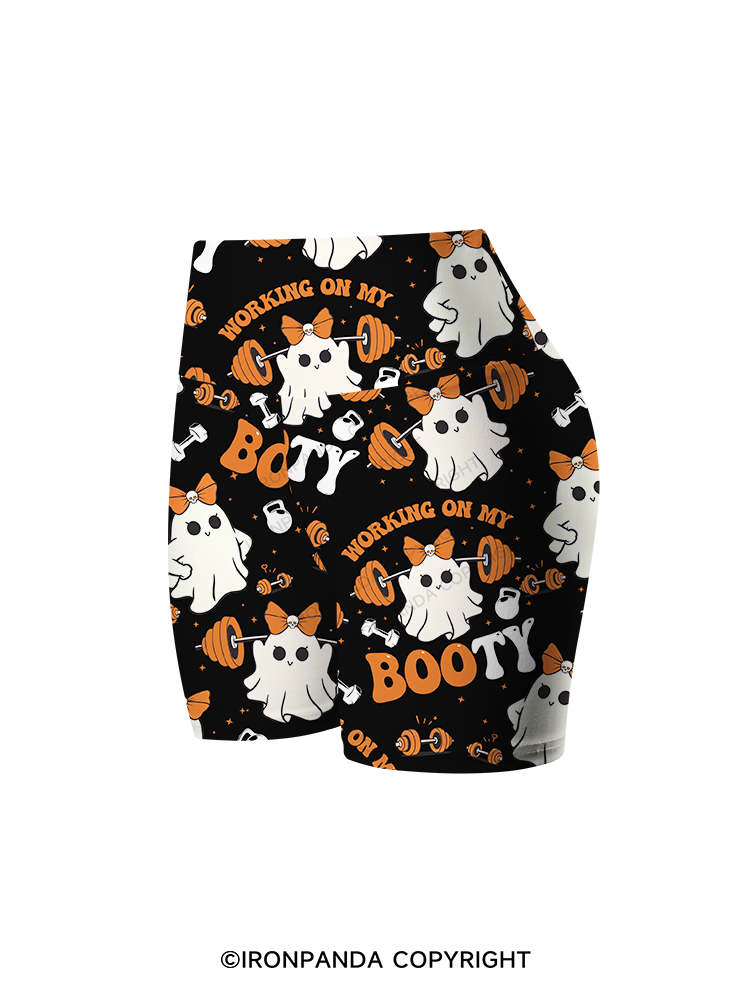 Working On My Booty Printed Yoga Cycling Shorts
