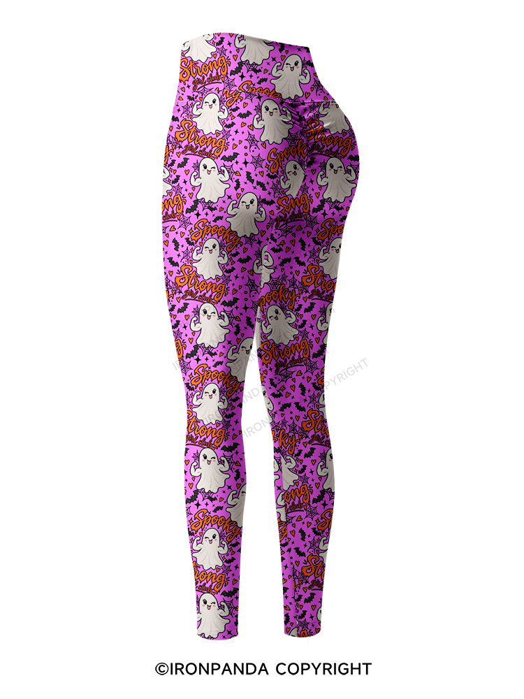 spooky strong girl club Printed Yoga Pants