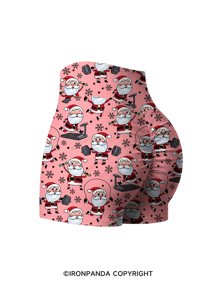 Funny Santa Claus Gym Printed Yoga Shorts