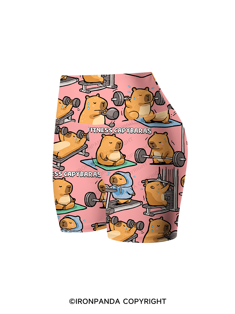 Fitness Capybara Printed Yoga Cycling Shorts