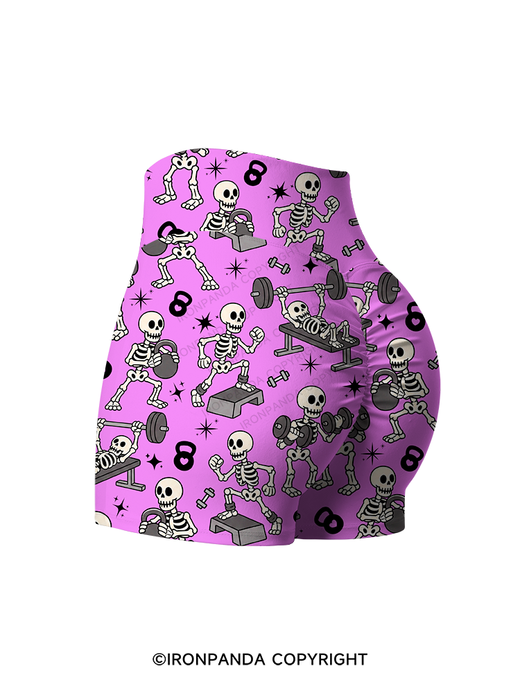 Skeleton Gym Workout Printed Yoga Shorts