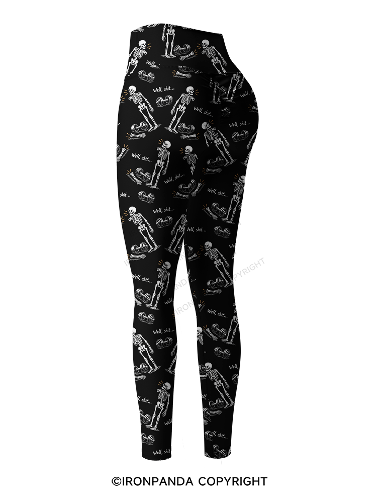 Well Shit Skeleton Printed Yoga Pants