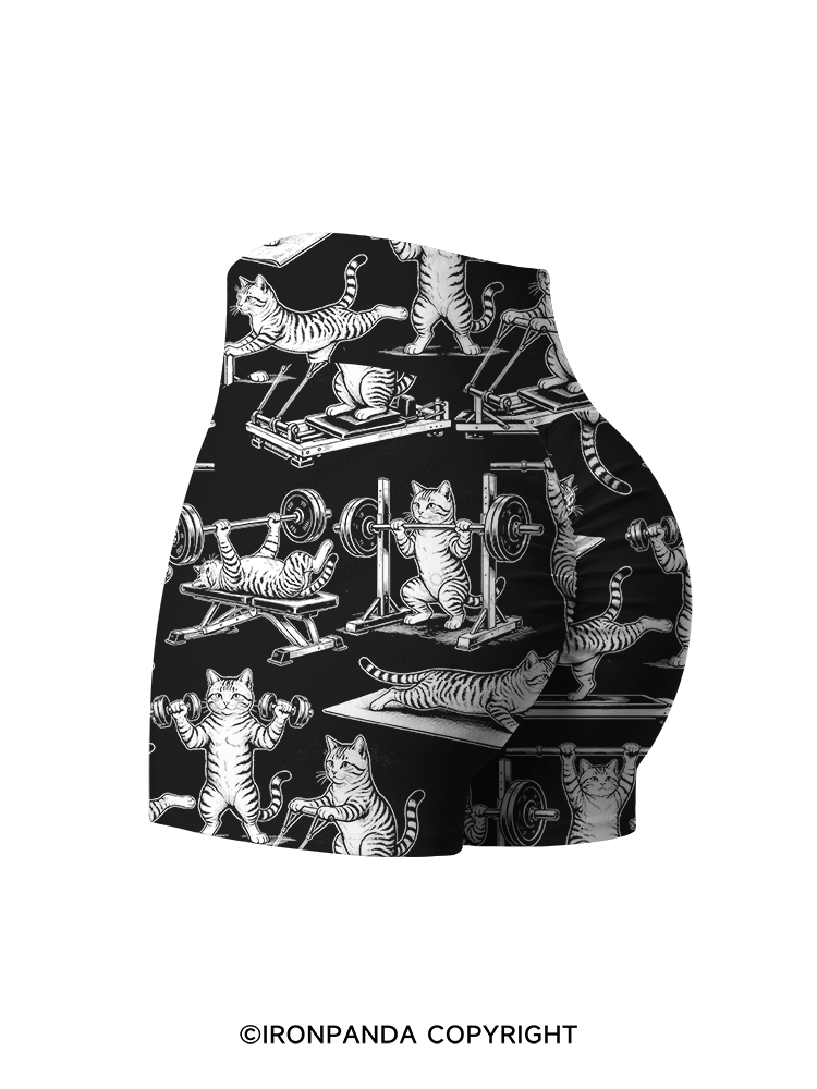 Fitness Cute Cat Printed Yoga Shorts