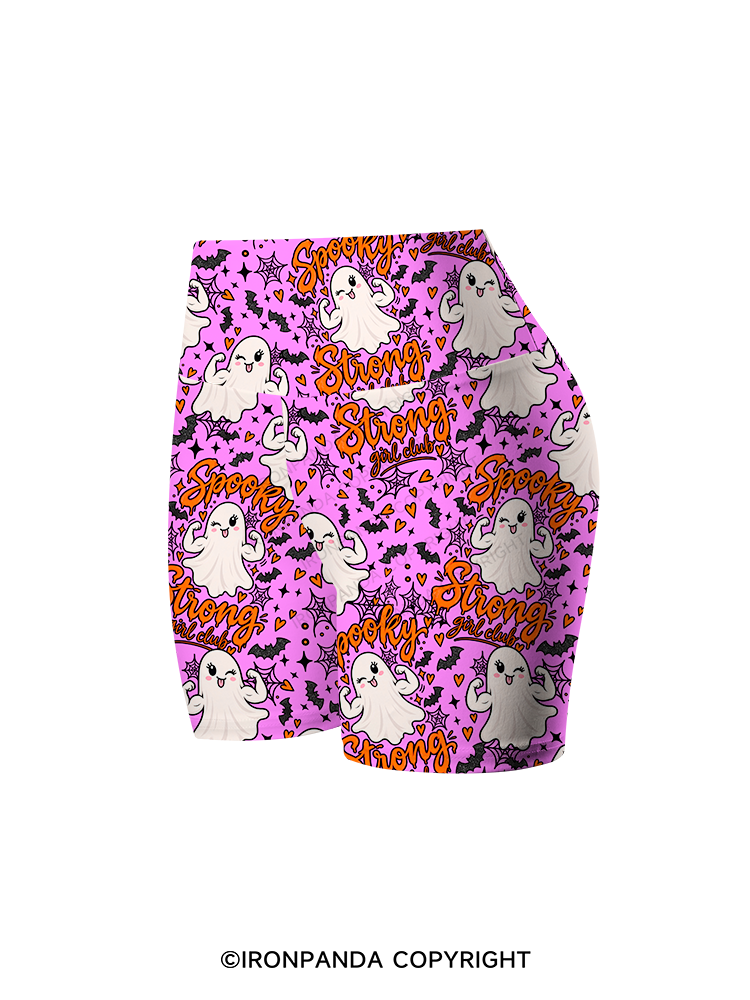spooky strong girl club Printed Yoga Cycling Shorts