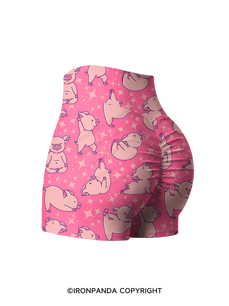 YOGA PIGS Printed Yoga Shorts