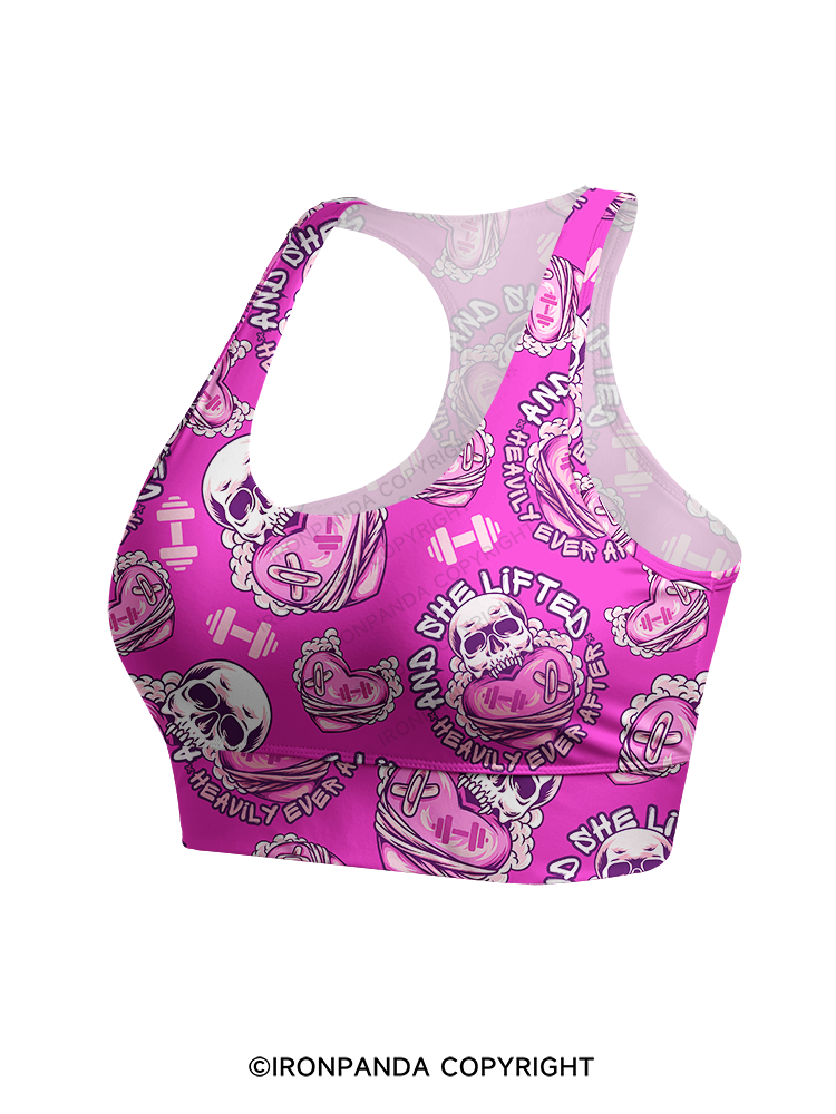 And She Lifted Heavily Ever After Racerback Sports Bra