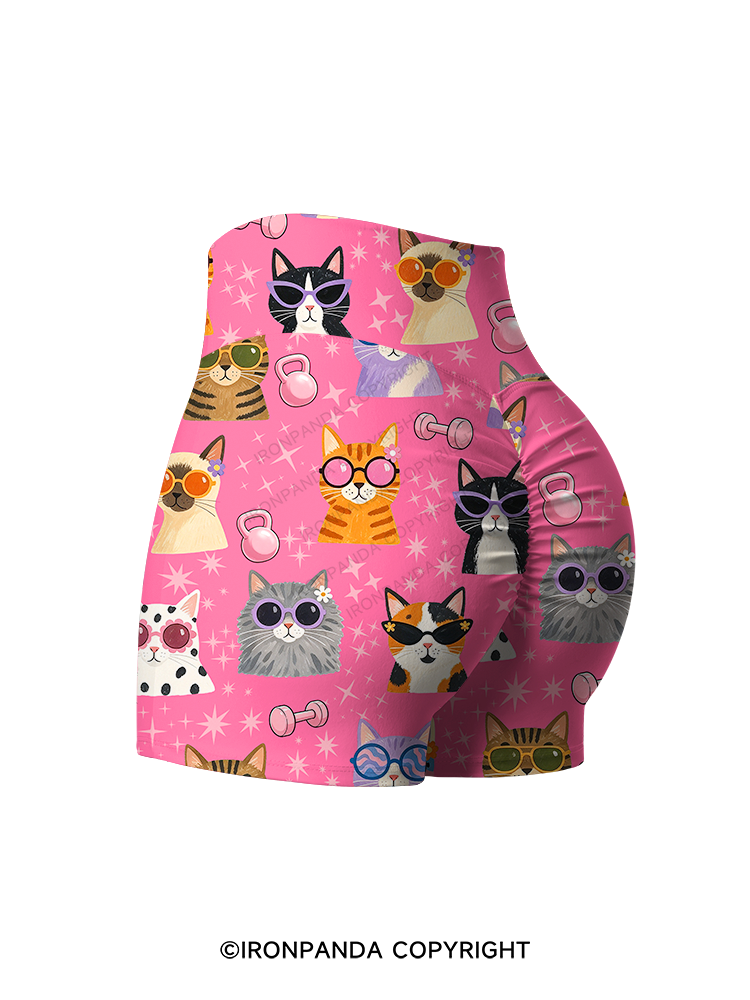 COOL CATS FITNESS PARTY Yoga Printed Yoga Shorts