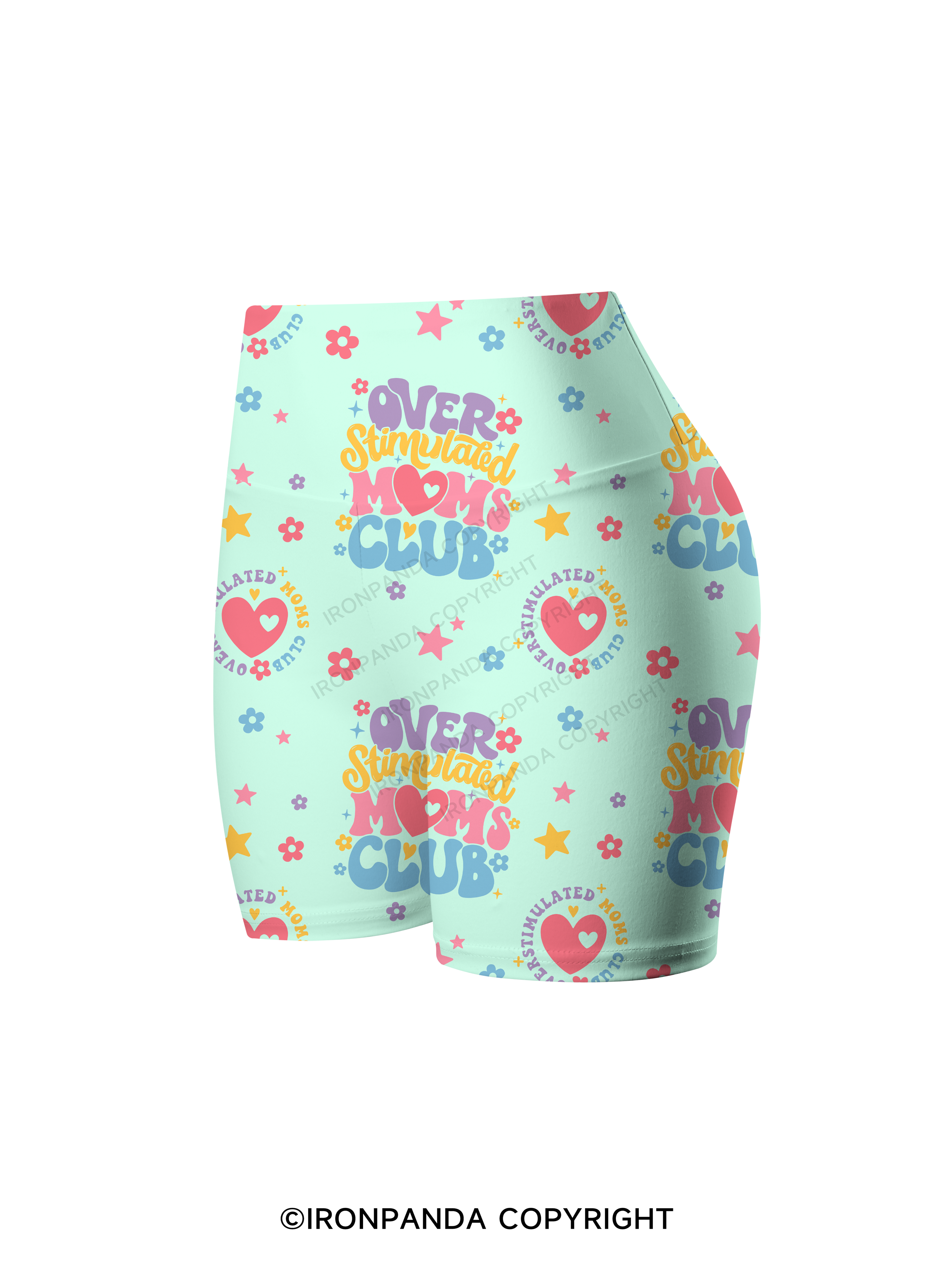 OVER STIMULATED MOMS CLUB WORKOUT Printed Yoga Cycling Shorts